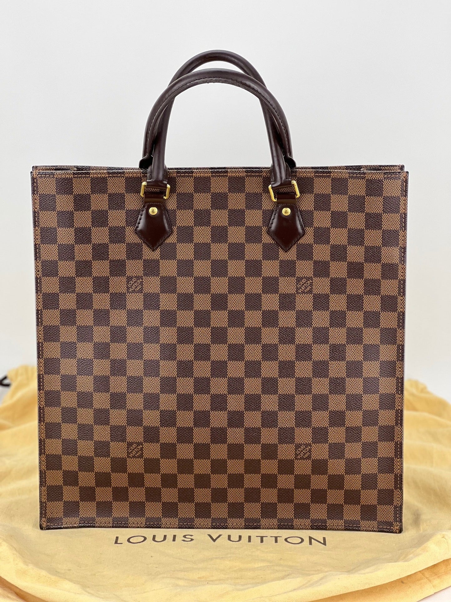 Louis Vuitton Sac Plat  Brown Damier Ebene Canvas Shopping Tote Bag