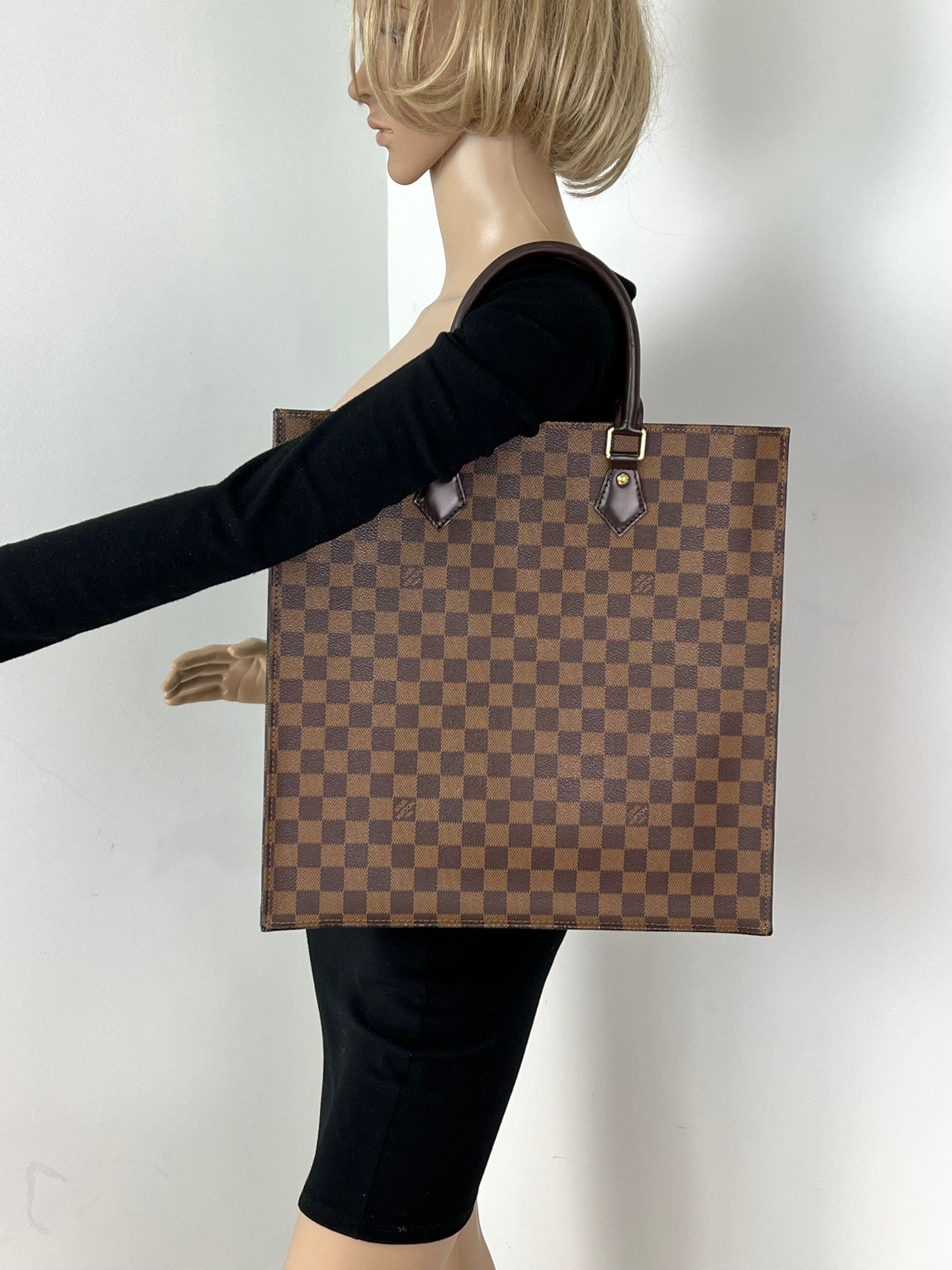 Louis Vuitton Sac Plat  Brown Damier Ebene Canvas Shopping Tote Bag