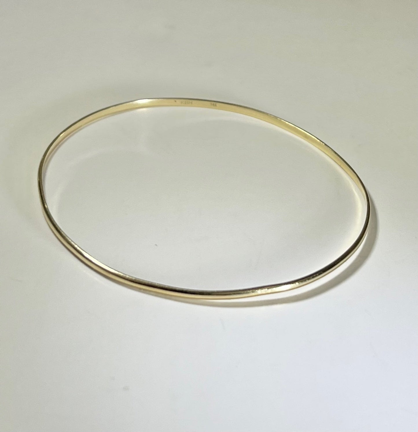14K Yellow Gold KBH Reclaimed Skinny Bangle Bracelet Jewelry Authentic
