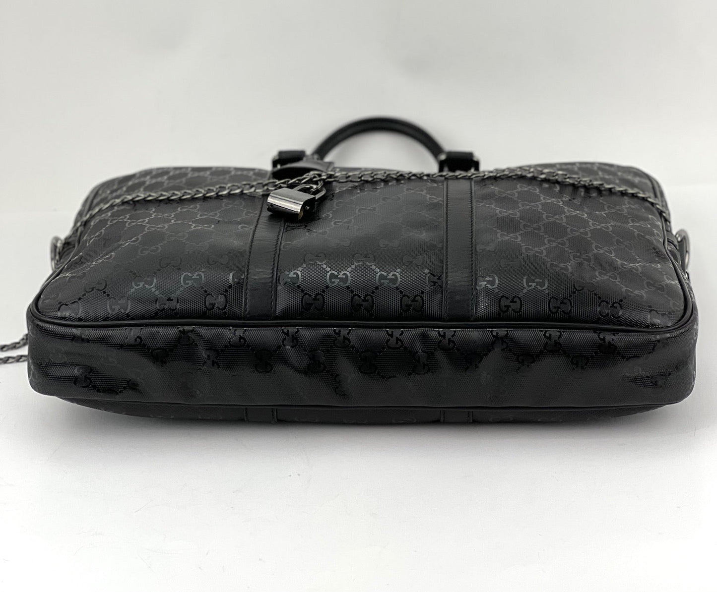 Gucci Briefcase GG Imprime Coated Canvas Black Monogram Business Bag Preowned