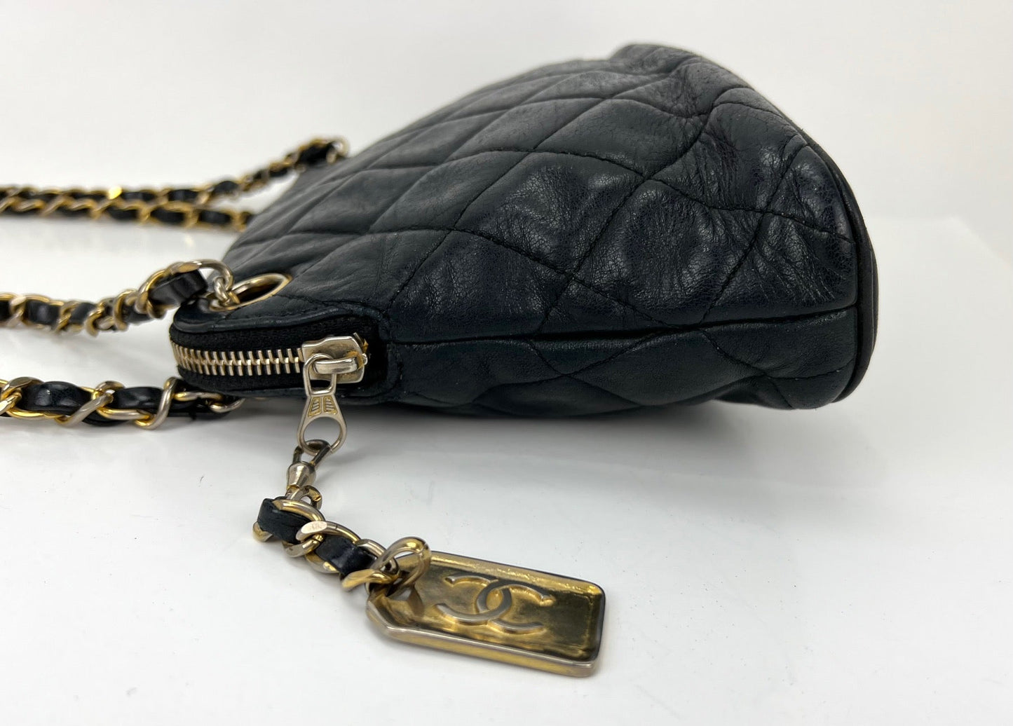 CHANEL Bag Quilted Lambskin Leather Chain Vintage Black Mini Shoulder Bag Preowned