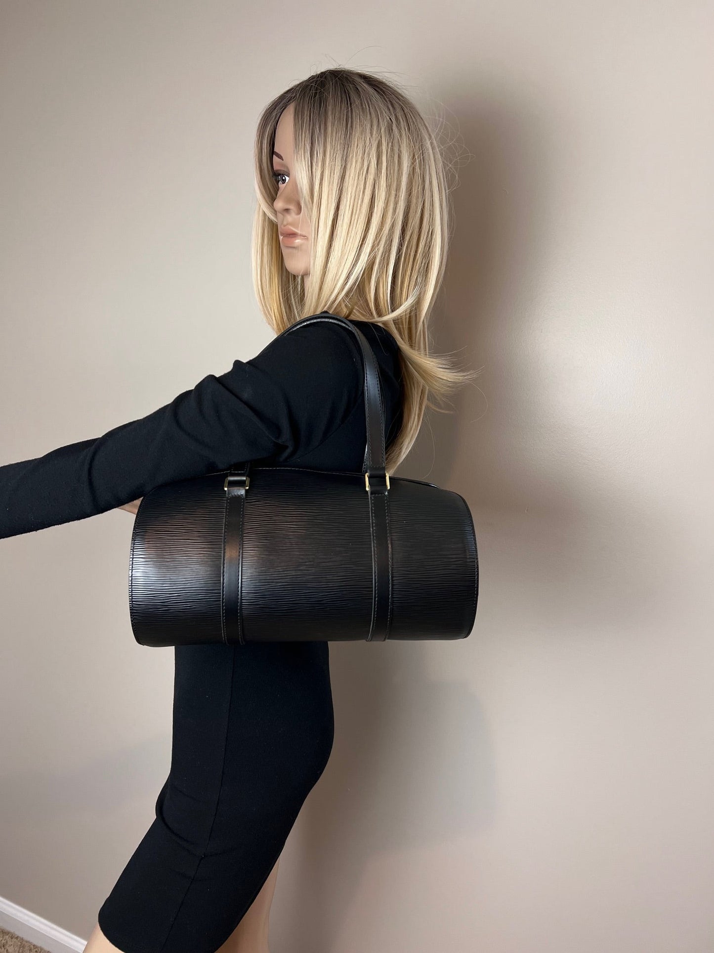 Louis Vuitton Soufflot Black Epi Leather Shoulder Bag