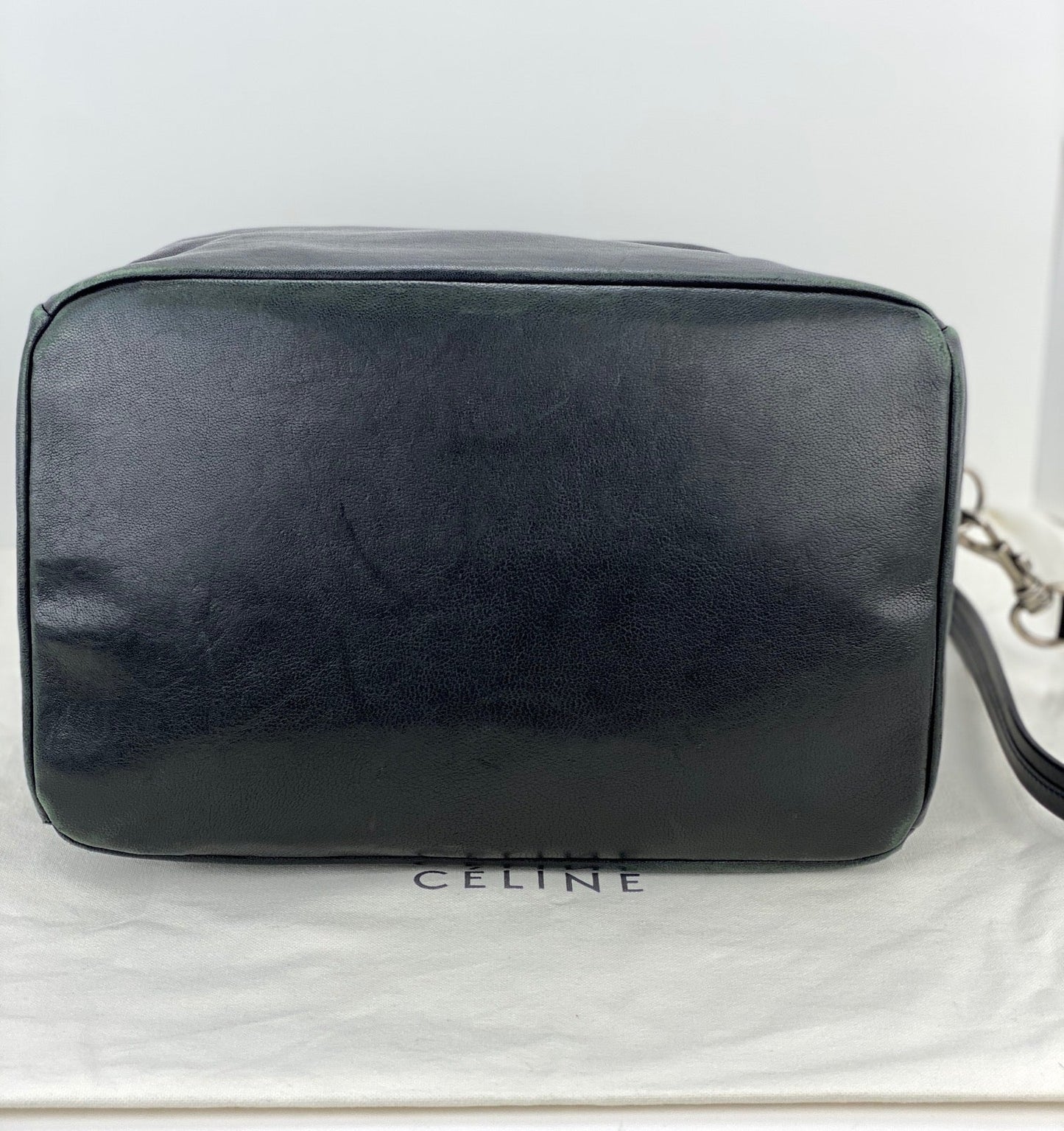 Celine Black Leather Handle Bag Vintage Briefcase messenger Bag