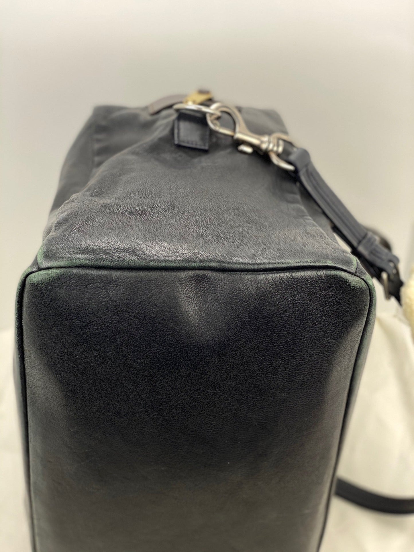 Celine Black Leather Handle Bag Vintage Briefcase messenger Bag