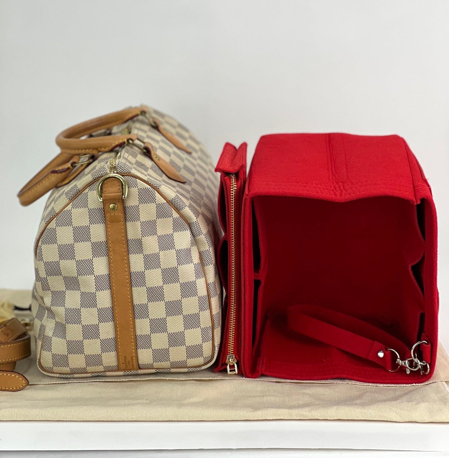 LOUIS VUITTON Speedy Bandouliere 30 Damier Azur Shoulder Hand Bag Added Insert Preowned