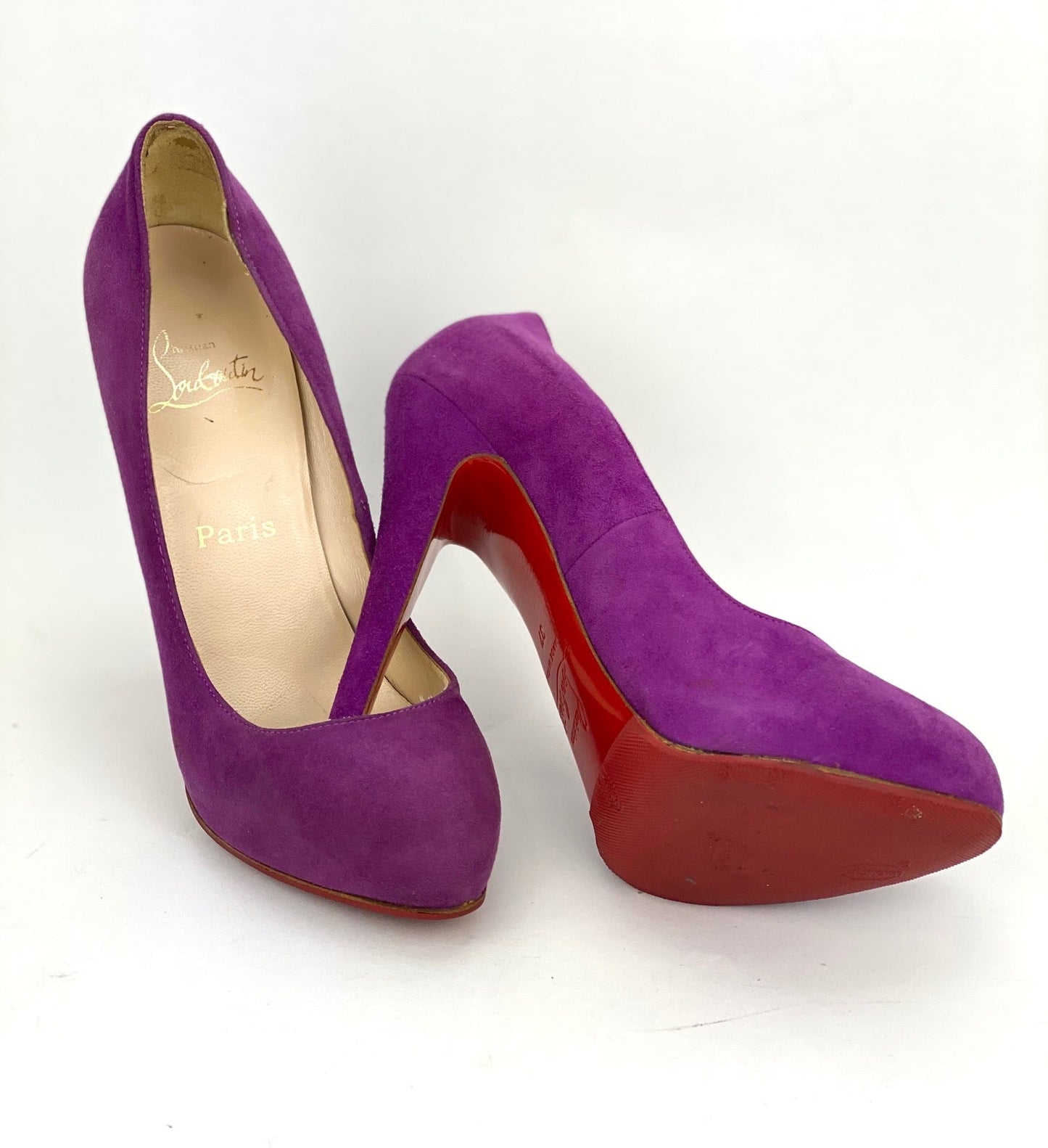 Escarpins à talons Christian Louboutin en daim violet, pointure 37