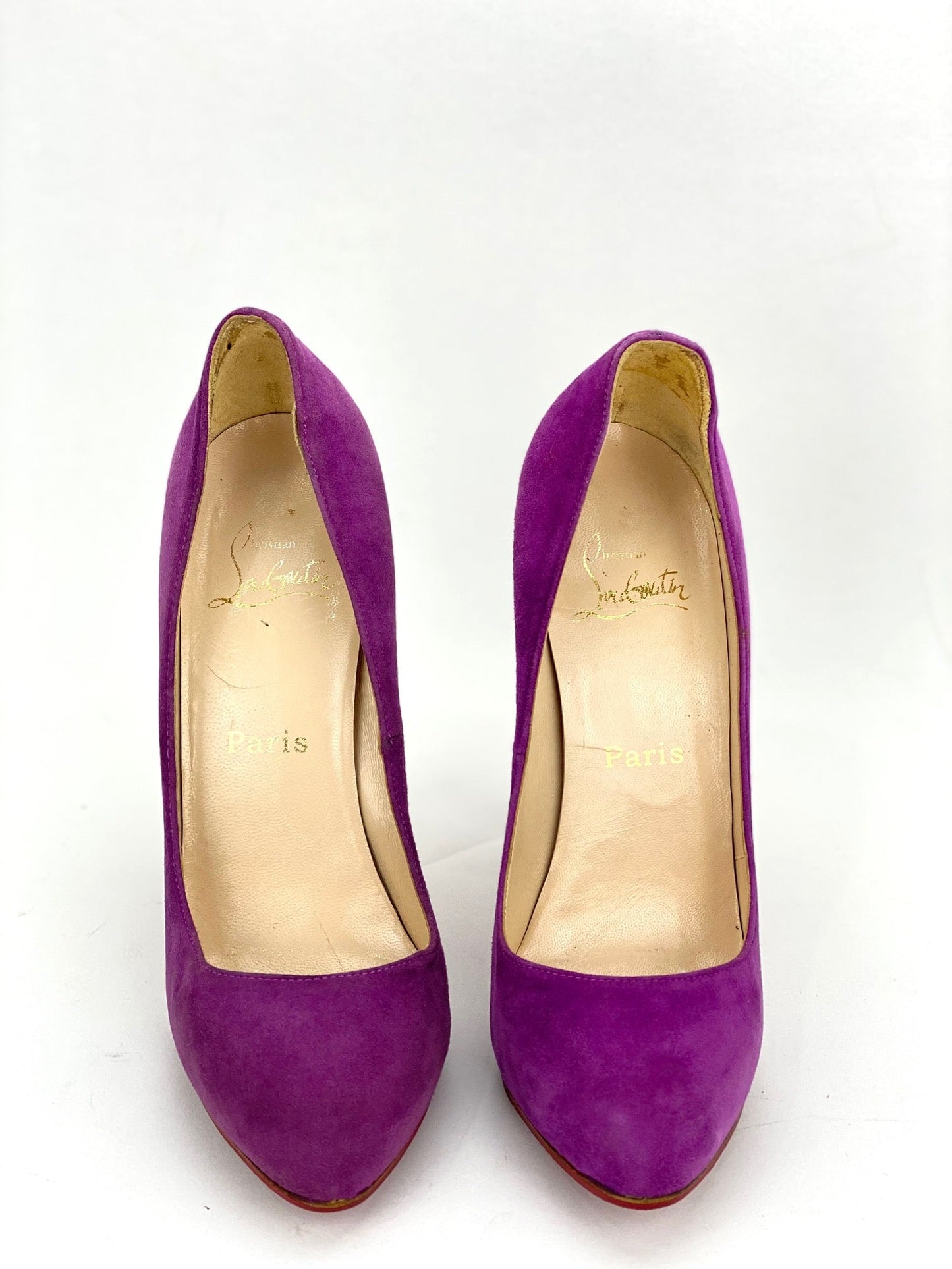 Escarpins à talons Christian Louboutin en daim violet, pointure 37
