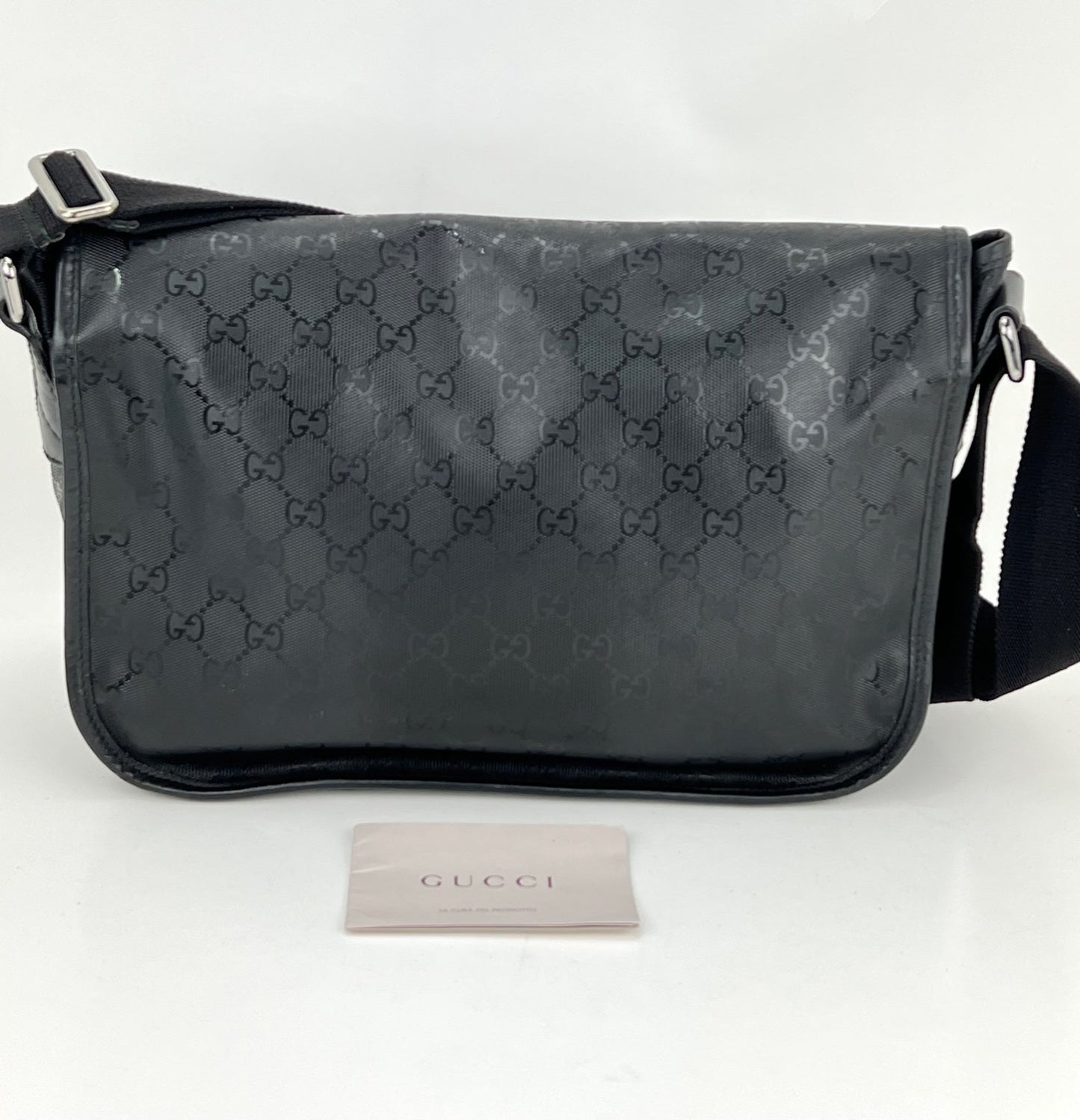 Gucci Men's Messenger GG Supreme Canvas Double Buckle Flap Crossbody Men's Bag Preowned