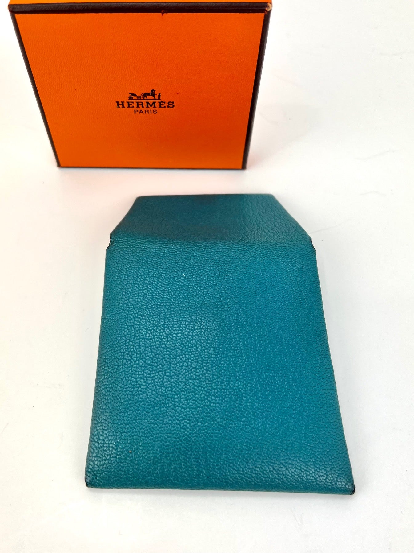 Hermès Chevre Mysore Bastia Verso Teal Blue Coin Purse