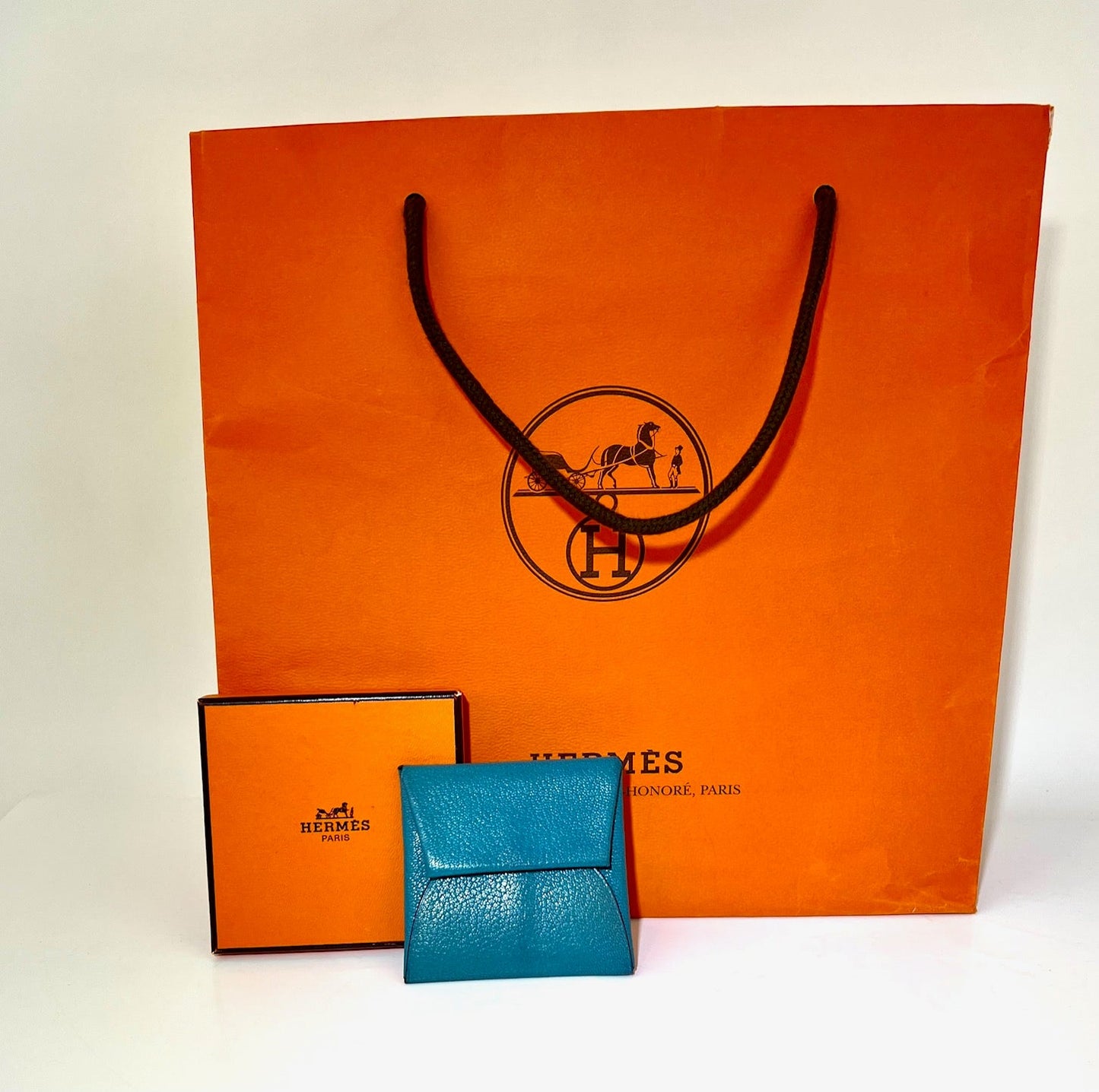 Hermès Chevre Mysore Bastia Verso Teal Blue Coin Purse