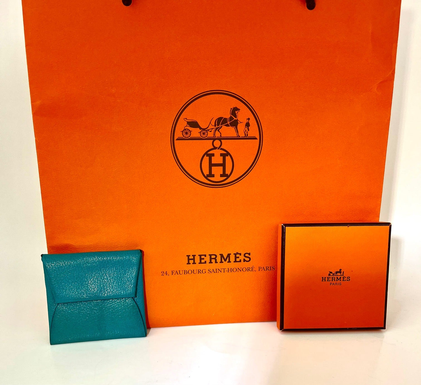 Hermès Chevre Mysore Bastia Verso Teal Blue Coin Purse
