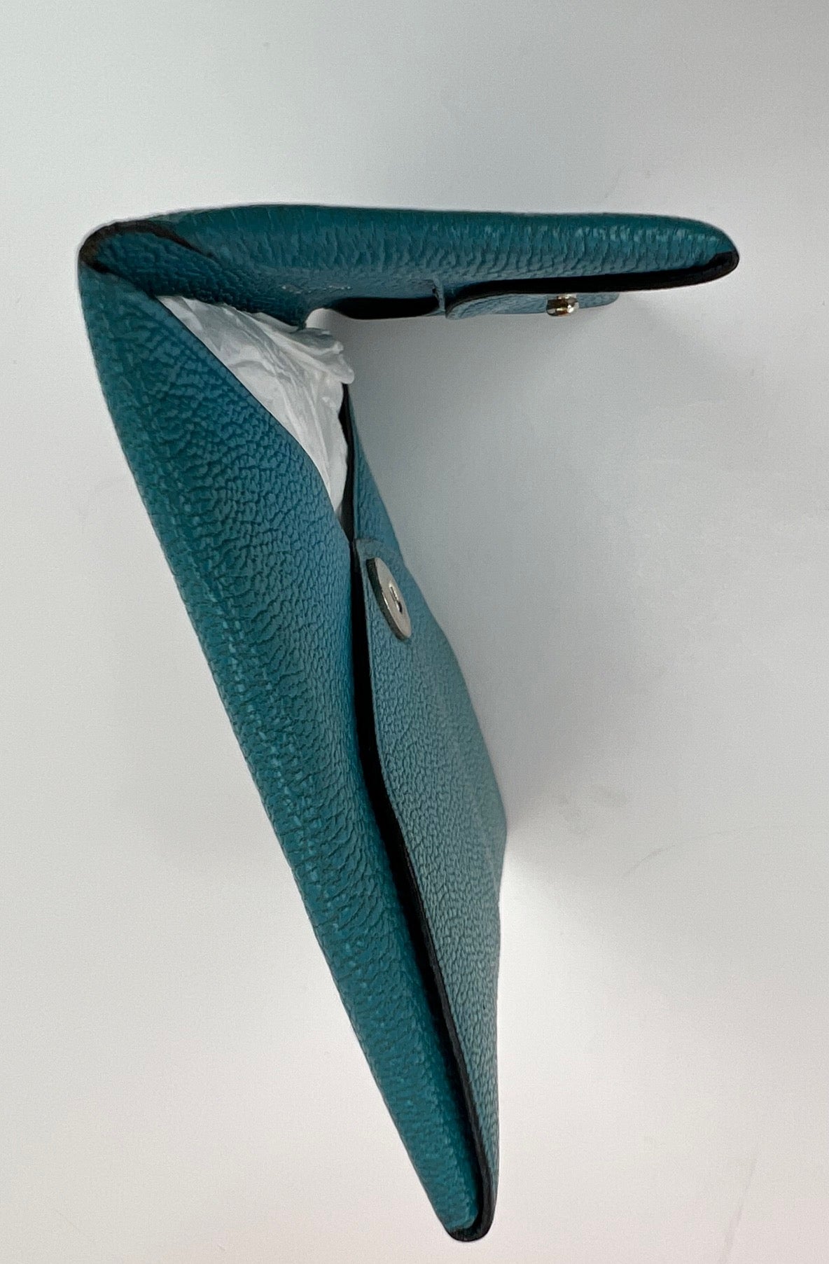 Hermès Chevre Mysore Bastia Verso Teal Blue Coin Purse