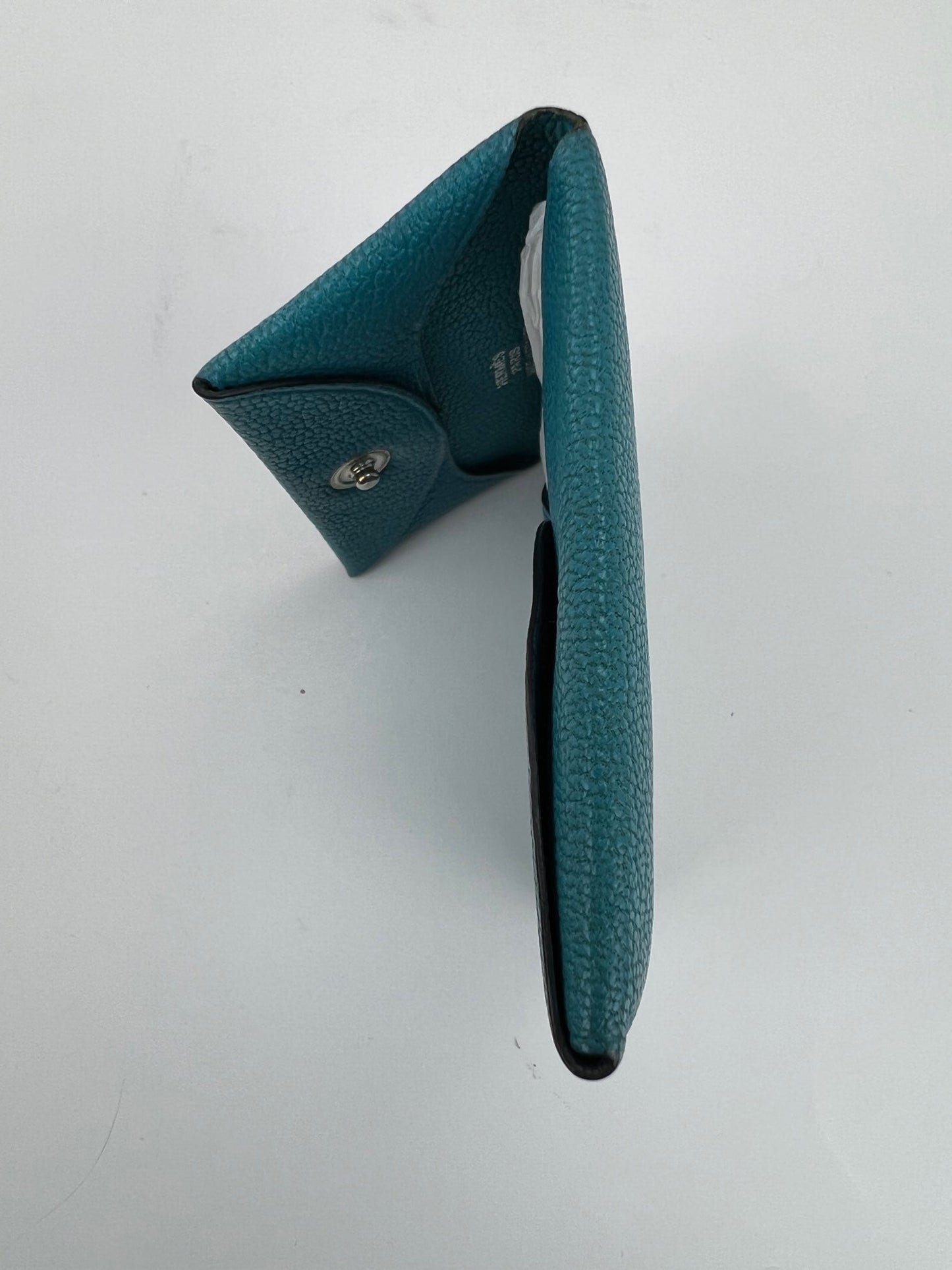 Hermès Chevre Mysore Bastia Verso Teal Blue Coin Purse