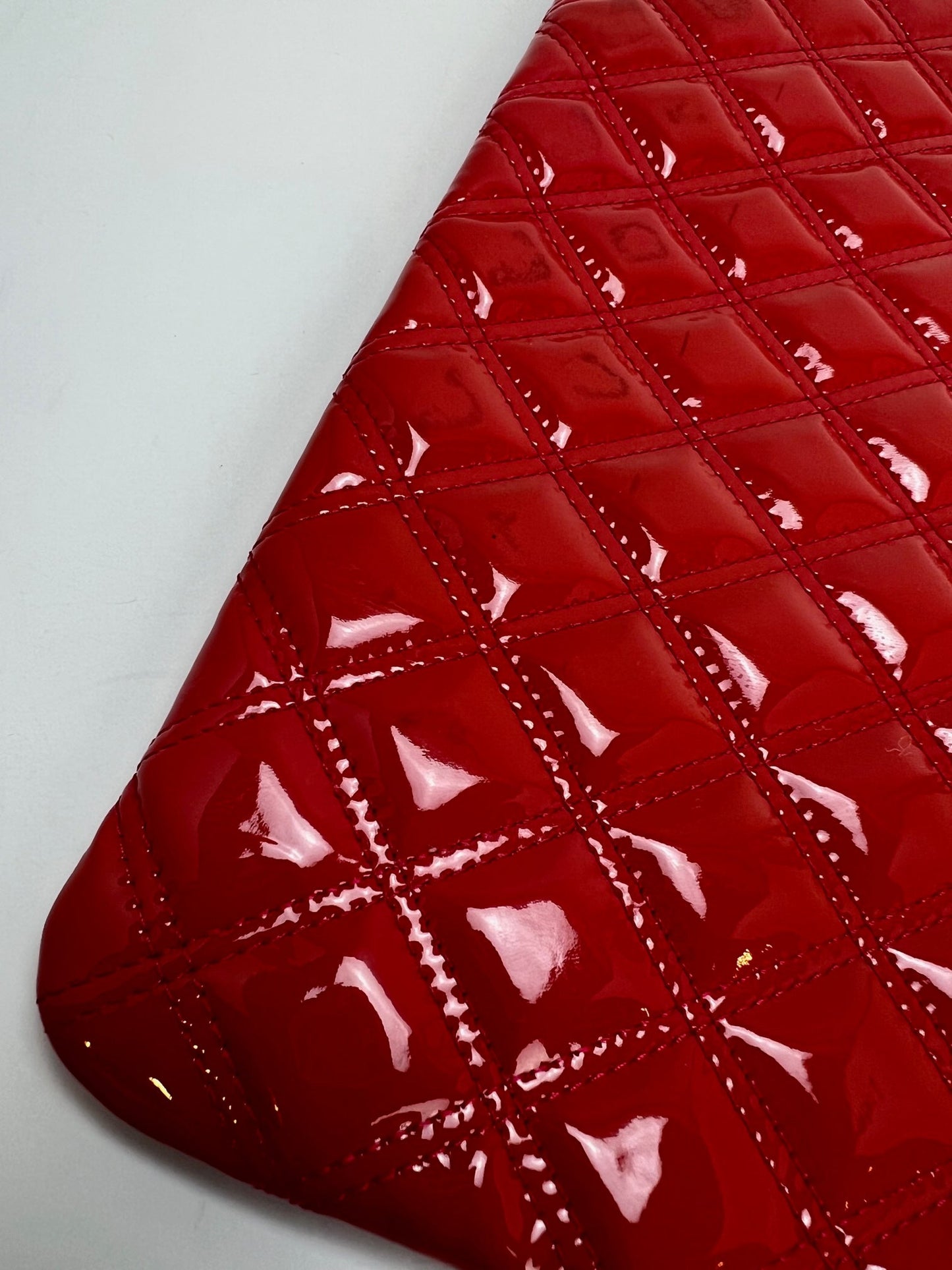 Chanel Patent Quilted Medium Cosmetic Case Dark Pink