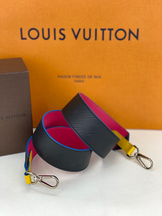LOUIS VUITTON Epi Bandouliere Leather Shoulder Strap Black Pink Yellow