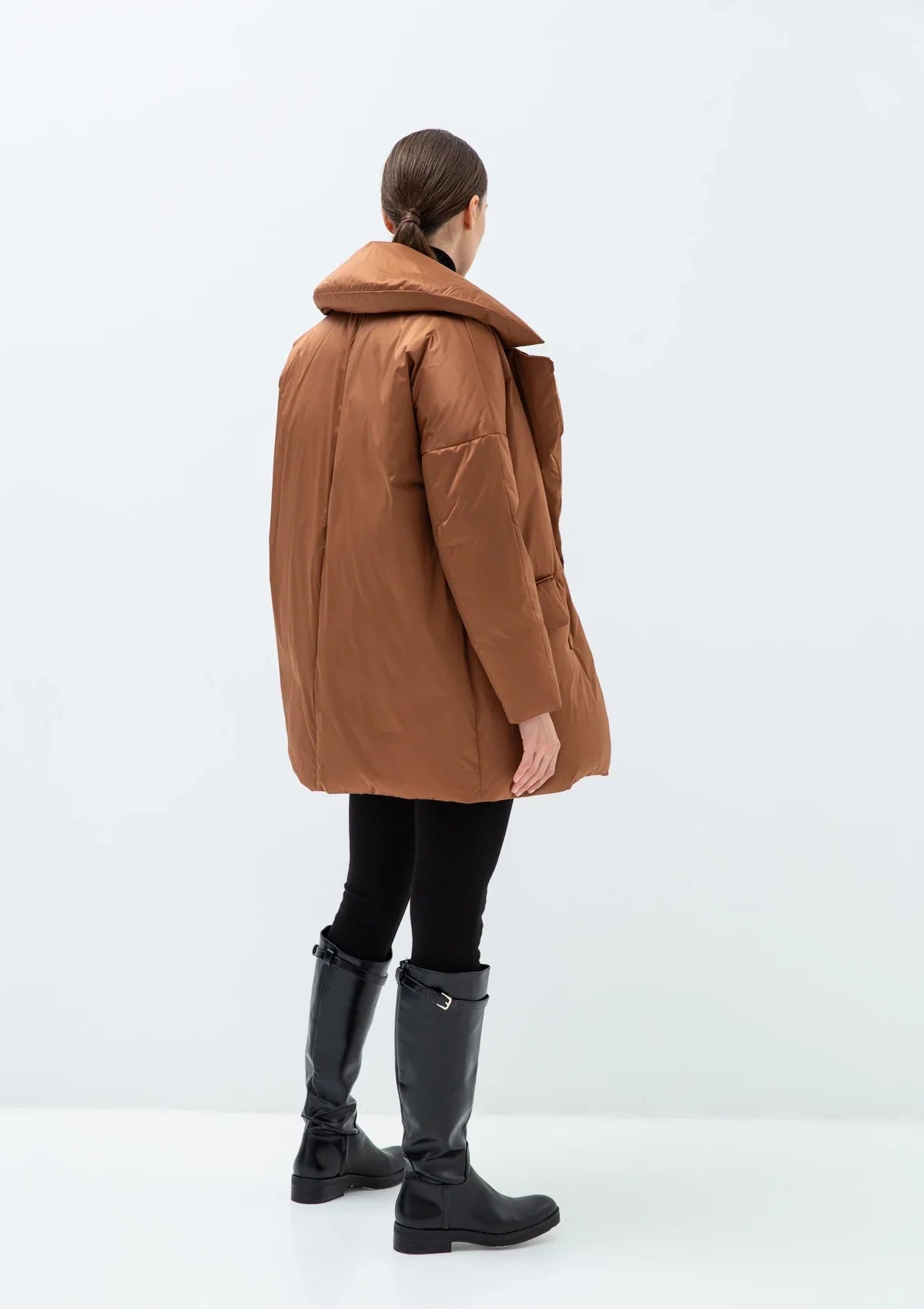 Aria Premium Down Fill Belted Jacket in Cinnamon