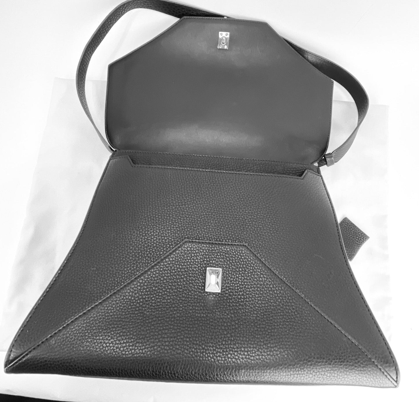Givenchy Obsedia Medium Flap Black Pebbled Calfskin Satchel Hand Bag