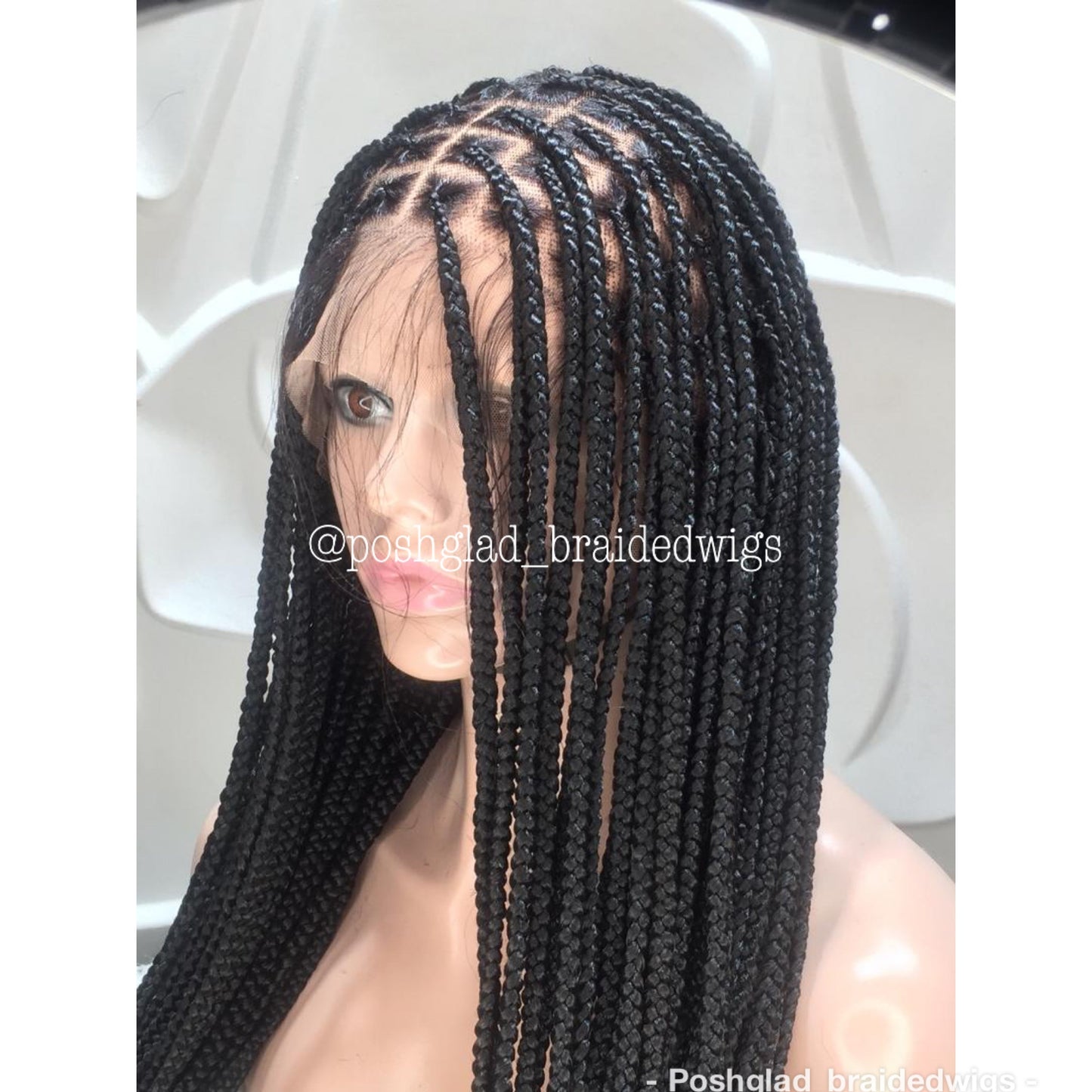 Shade Knotless Braid Wig, Full Lace, Color 1, Glueless, Scalp-Looking (Erica)