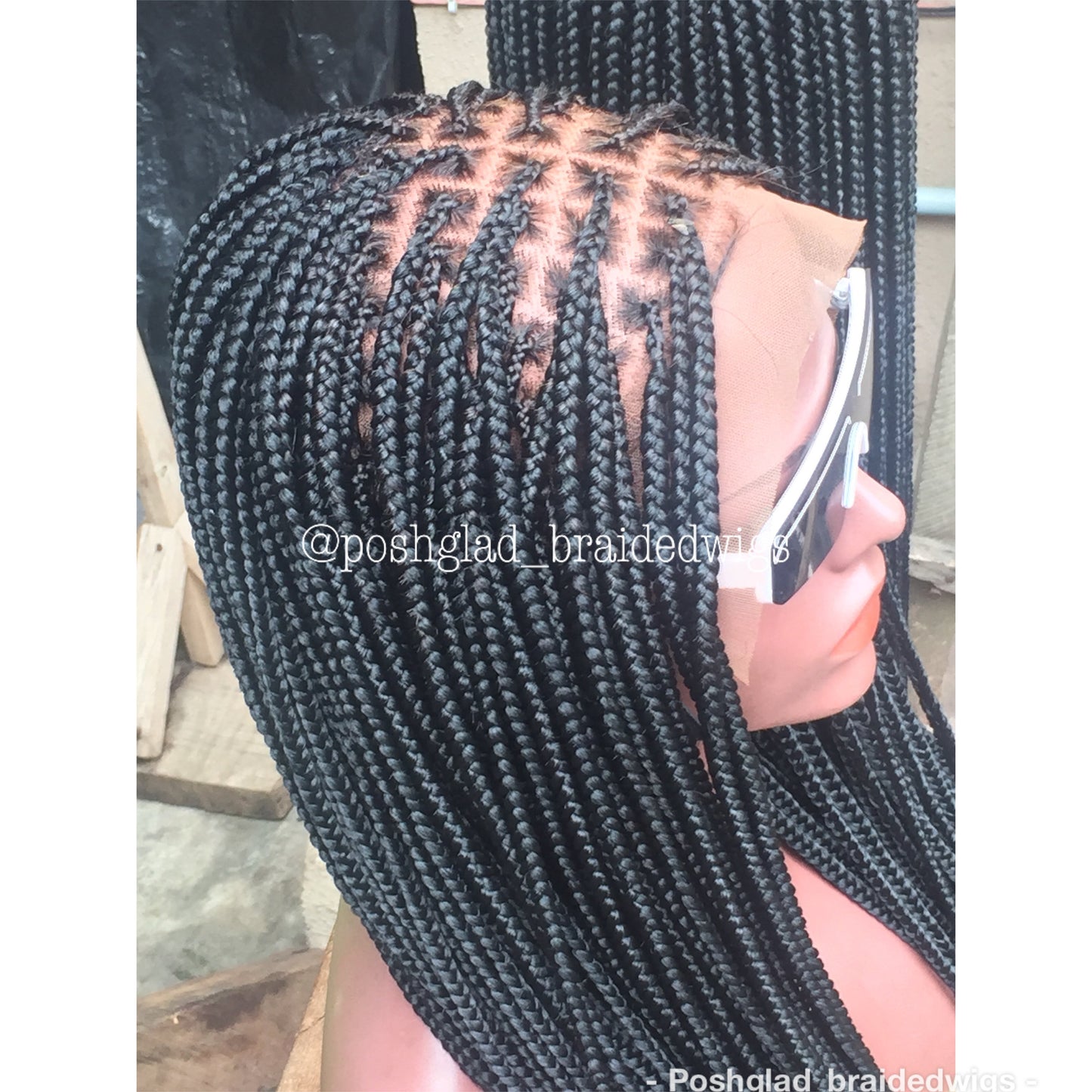 Knotless Braid Wig, 13x4 Lace Frontal, Color 1B, Glueless (Sade)