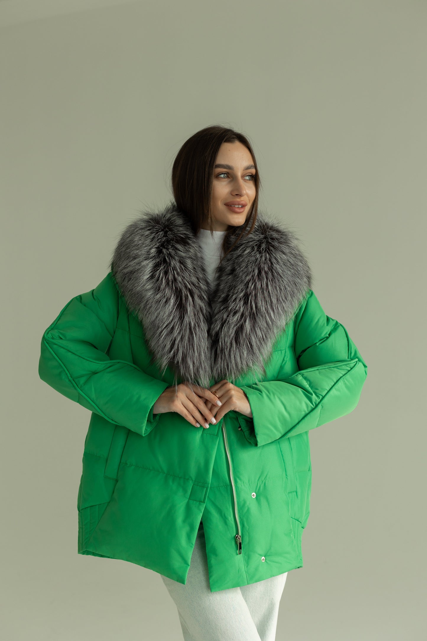Genuine Silver Fox Down Fill Jacket