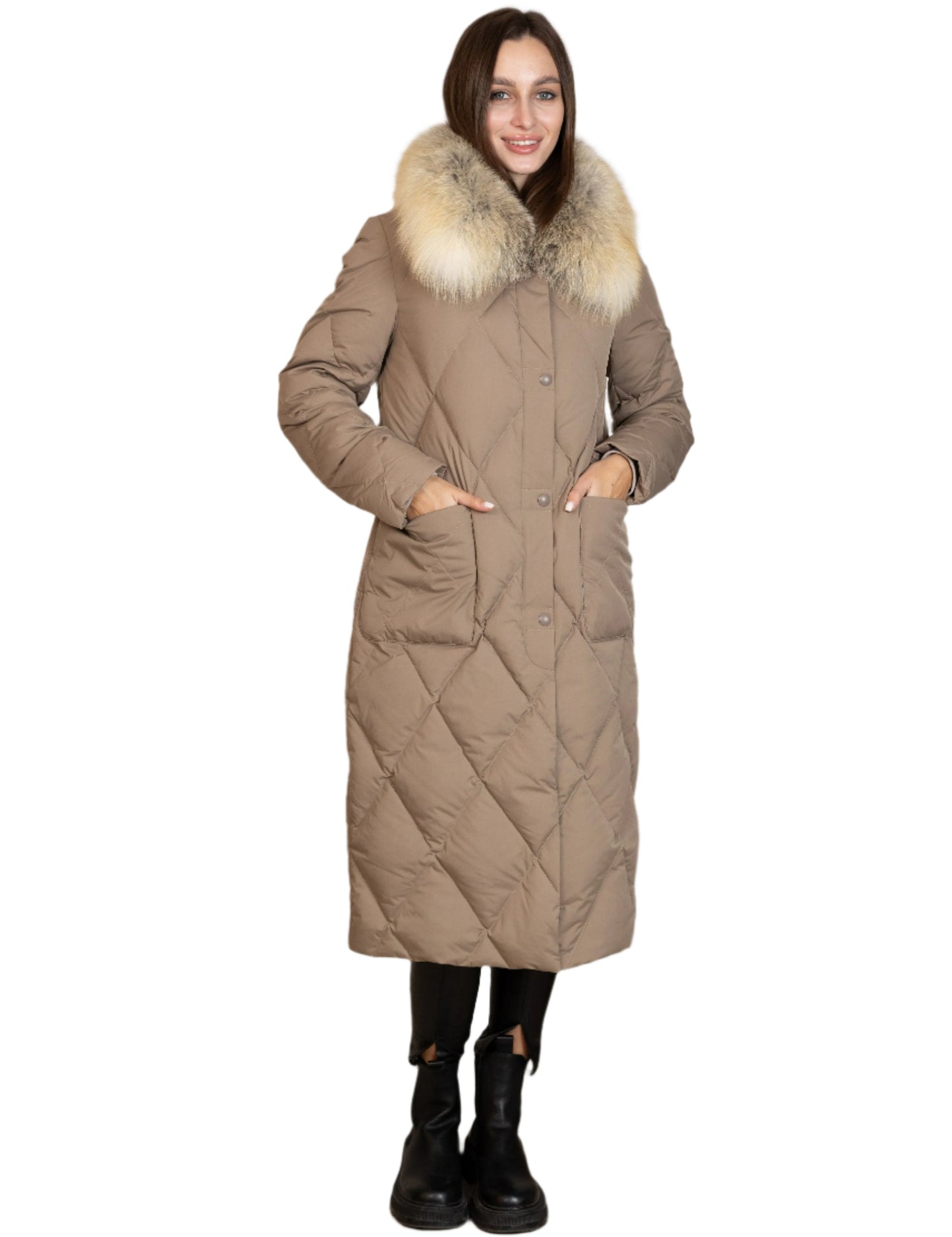 Manteau en duvet de renard roux véritable