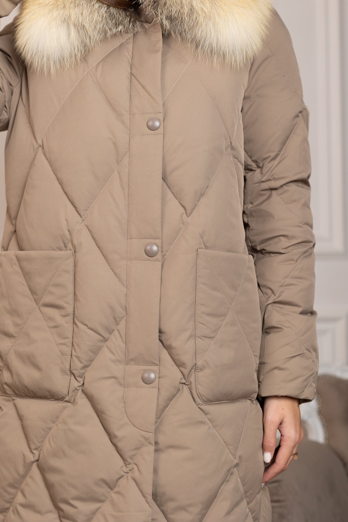 Manteau en duvet de renard roux véritable