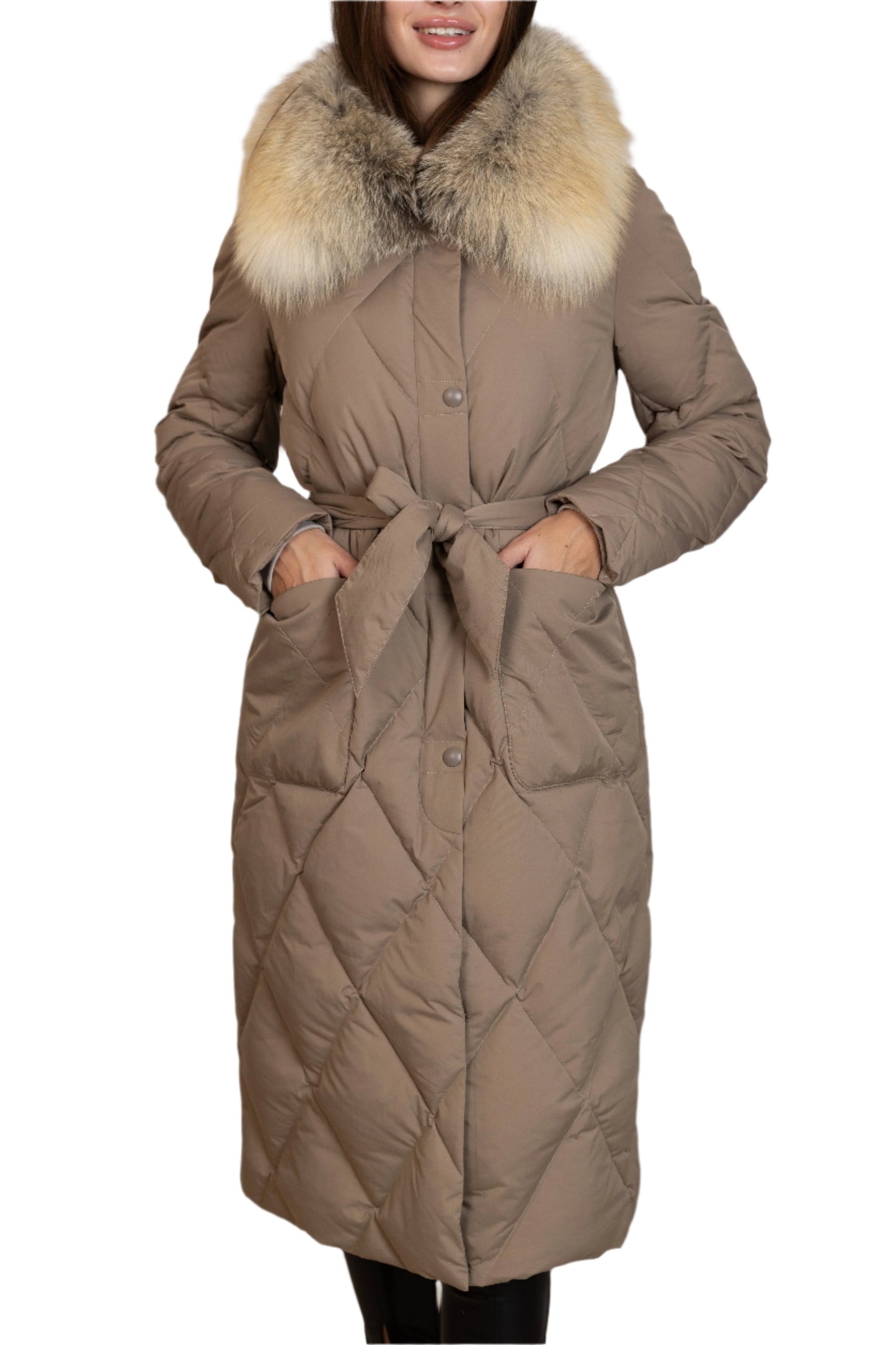 Manteau en duvet de renard roux véritable