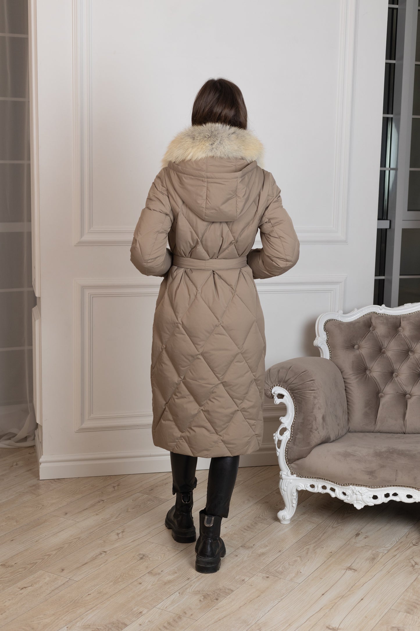 Manteau en duvet de renard roux véritable
