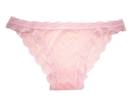 Mesh Bikini with Lace Trim at the Waist and Leg, XS-2X