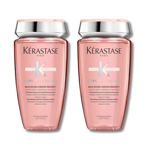 Kerastase Chroma Absolu Bain Riche Nourishing and Protective Shampoo for Coloured Hair 250ml 2 Pack