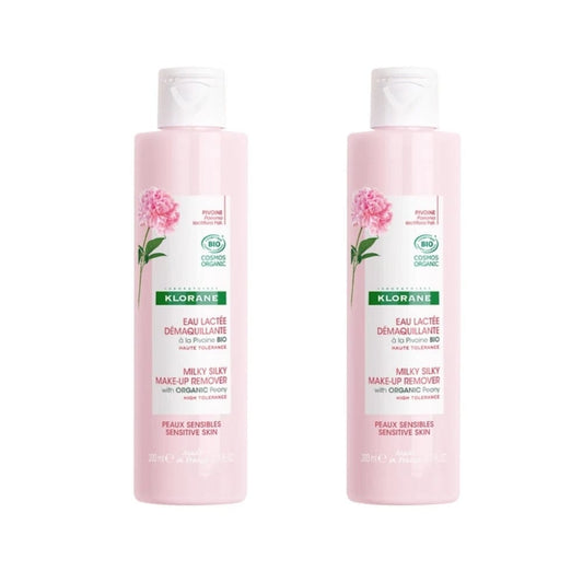 Klorane Organic Peony Extract Silky Milk Make-up Remover for Sensitive Skin 200 ml -2 Pack