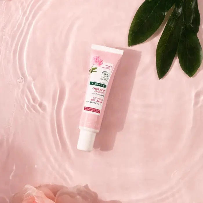 Klorane Crème Riche Apaisante à l'Extrait de Pivoine Bio Peaux Sensibles et Sèches 40 ml