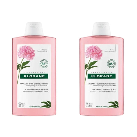 Klorane Organic Peony Refreshing Shampoo 400 ml -2 Pack