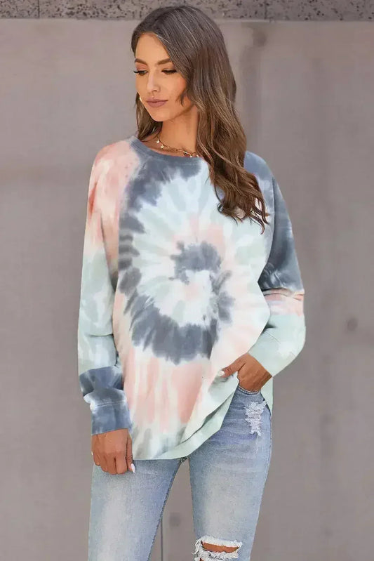 Multicolor Ombre Tie Dye Loose Casual Sweatshirt