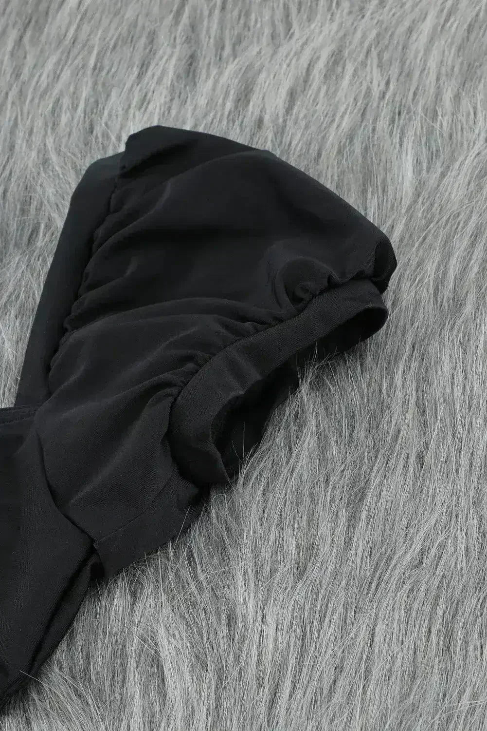 Black Bubble Sleeves Square Neck High Waist Bikini