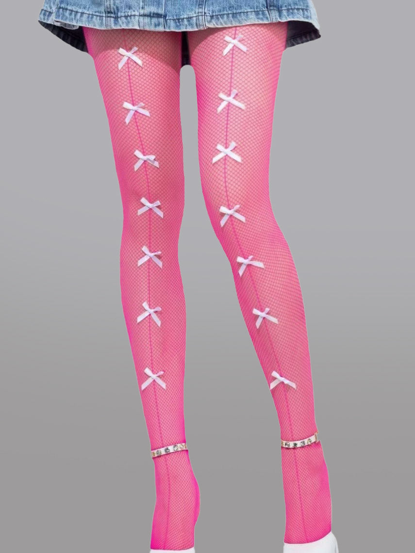 Collants résille à nœud papillon