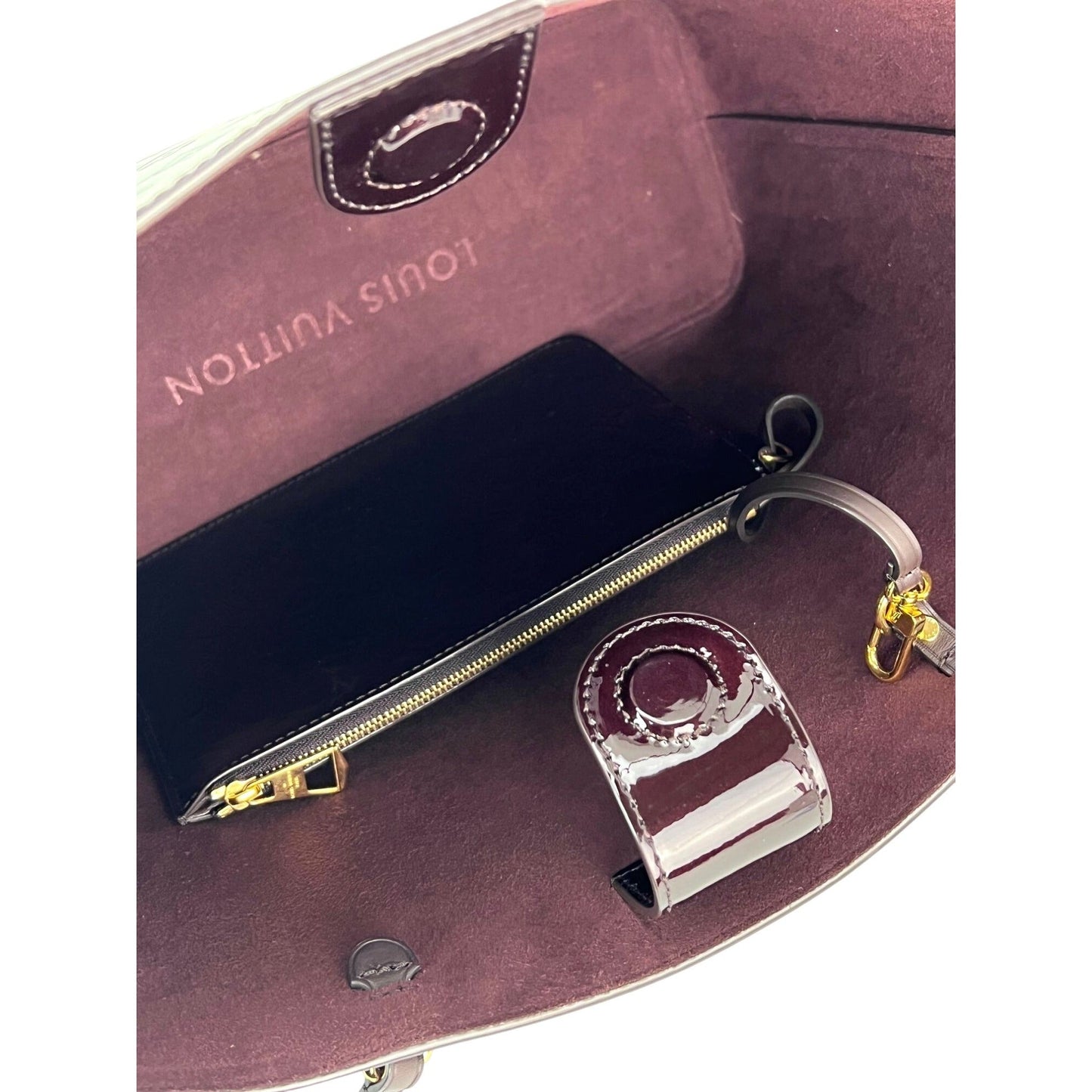 Louis Vuitton Vernis Long Beach MM Amarante Tote and Pouch Bag