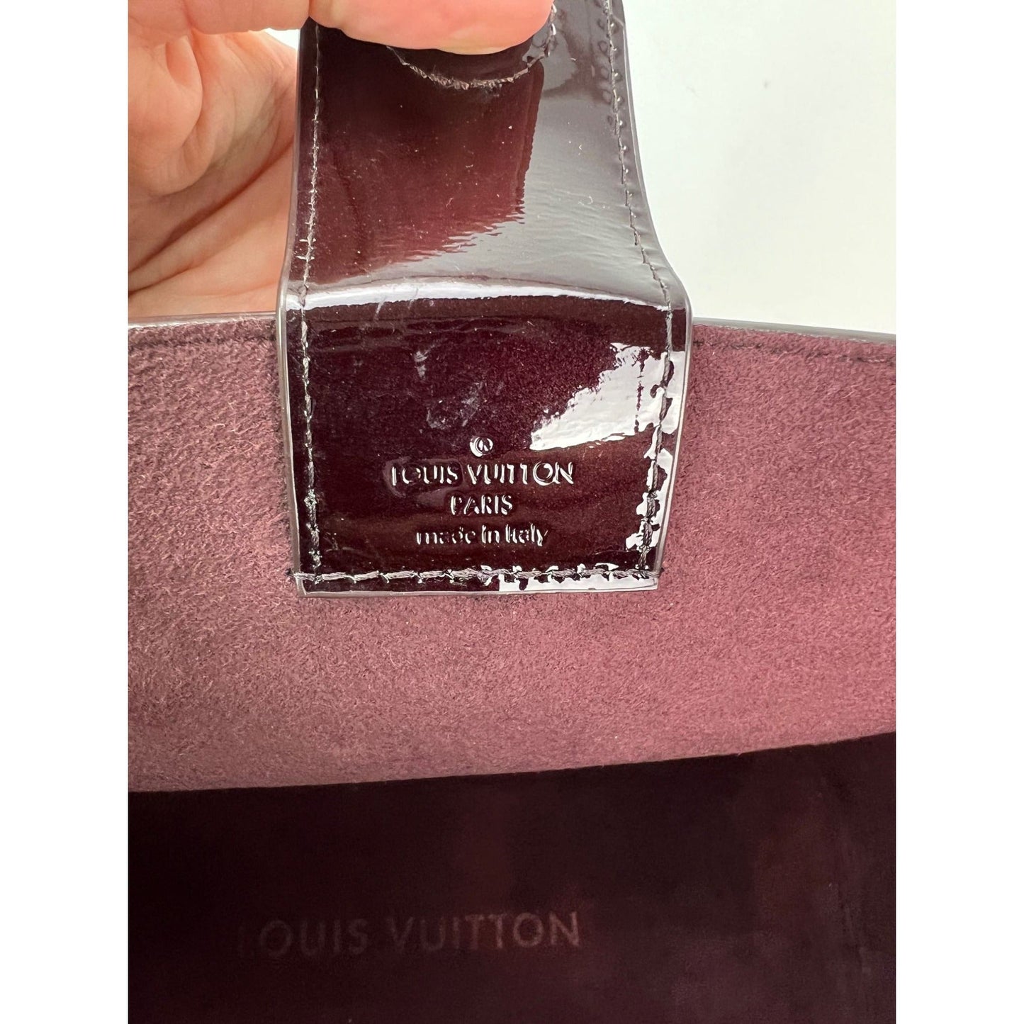 Louis Vuitton Vernis Long Beach MM Amarante Tote and Pouch Bag