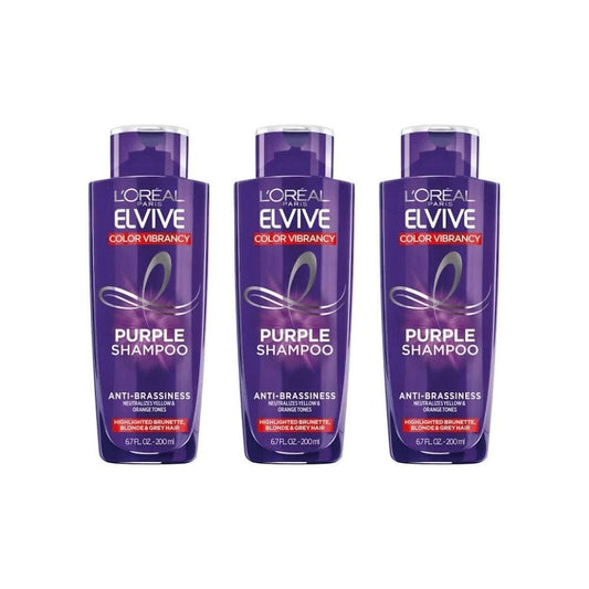 Loreal Elseve Color Vive Anti-Orange Purple Shampoo 200 ml 3 Pack