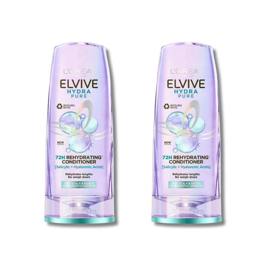 Loreal Elseve Hydra [Hyaluronic] Pure Salicylic Acid Anti-Oil Purifying Conditioner 250 ml 2 Pack