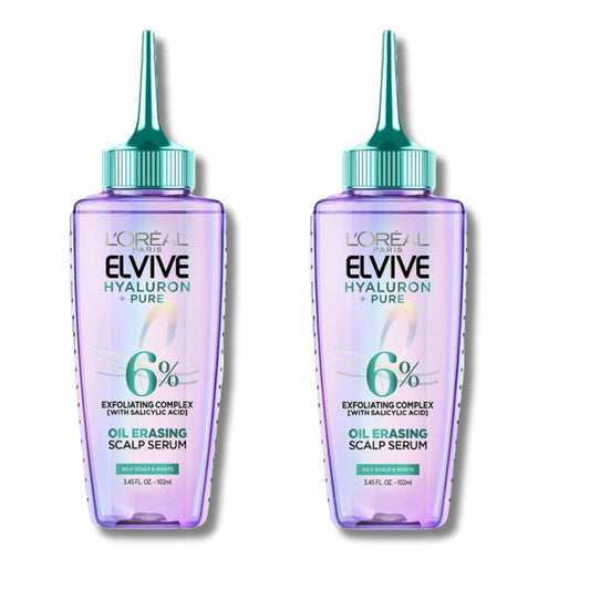 Loreal Elseve Hydra[Hyaluronic] Pure Salicylic Acid Containing Anti-Oily Peeling Scalp Serum 102 ml 2 Pack