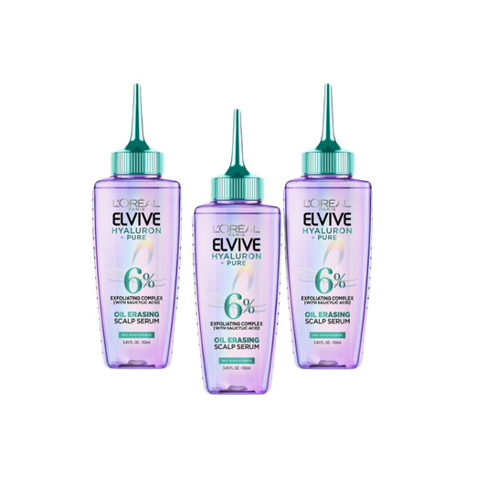 Loreal Elseve Hydra[Hyaluronic] Pure Salicylic Acid Containing Anti-Oily Peeling Scalp Serum 102 ml 3 Pack