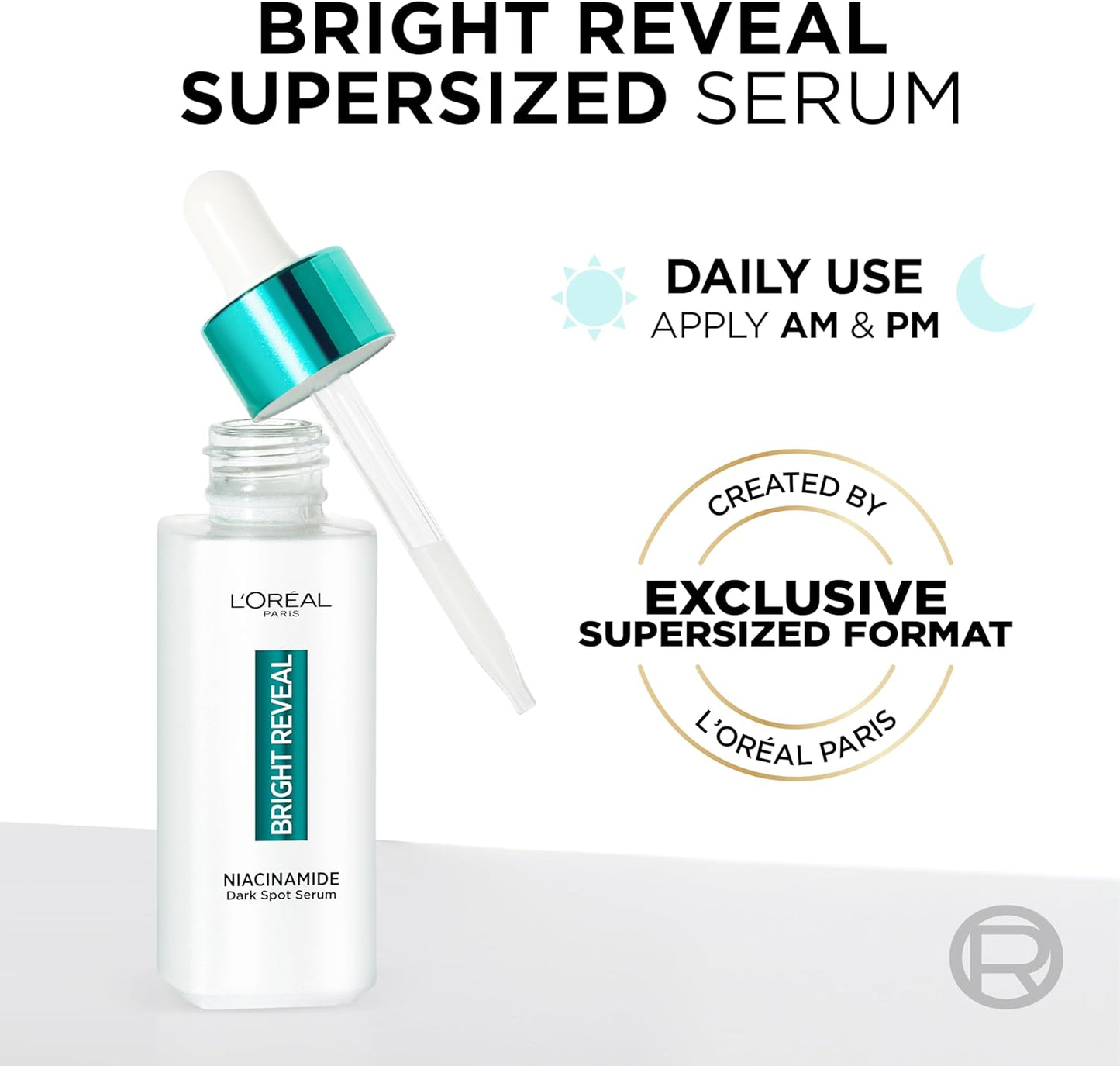 Sérum anti-taches Bright Reveal de L'Oréal Paris 7,5 % niacinamide 30 ml, lot de 3