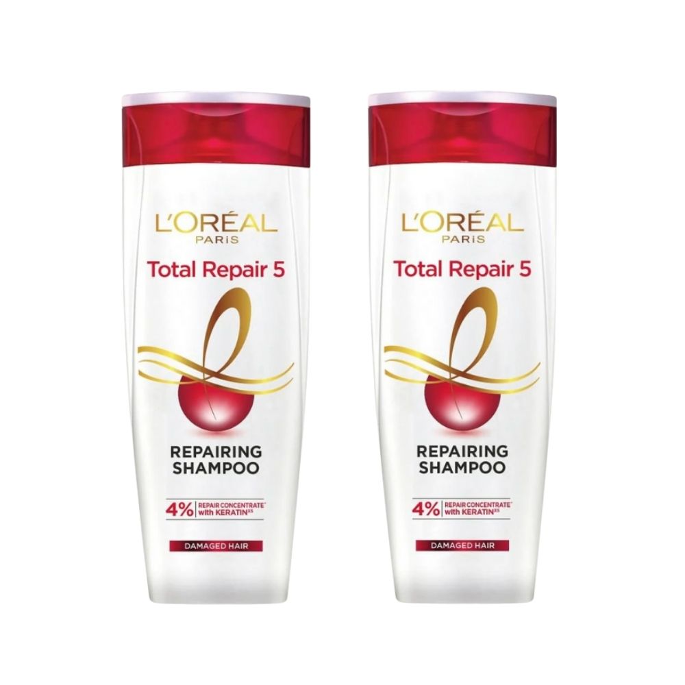 L'Oréal Paris Elseve Complete Repair 5 Shampooing Soin Structurel Cheveux Abîmés 300 ml Lot de 2