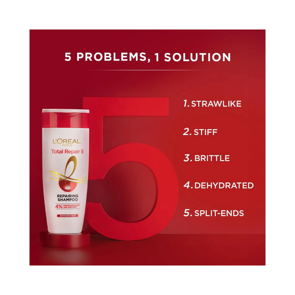 Loreal Paris Elseve Complete Repair 5 Structuring Treatment Shampoo for Damaged Hair 300 ml