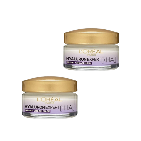 Lot de 2 masques crème de nuit hydratants Hyaluron Expert Skin de L'Oréal Paris 50 ml