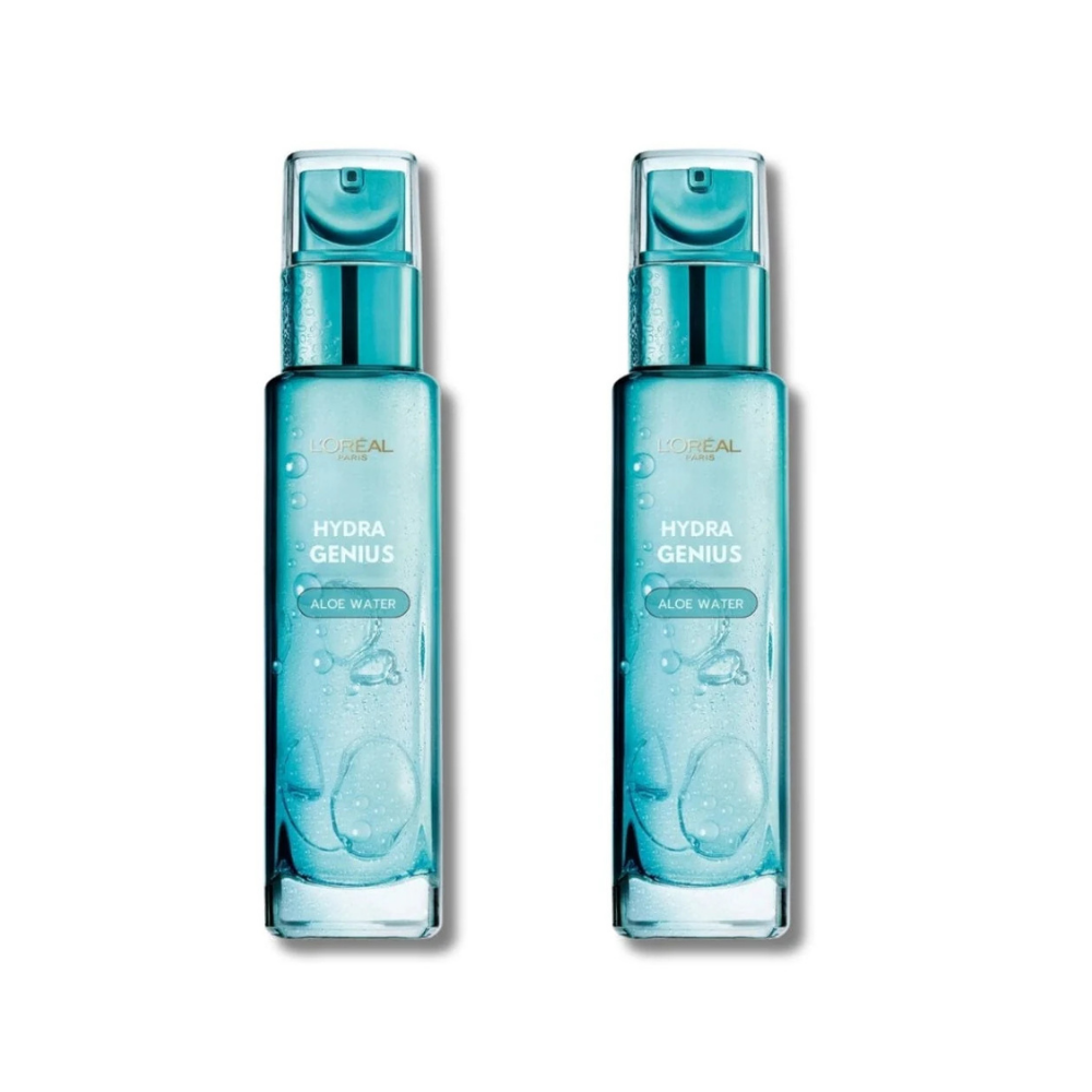 Hydra Genius de L'Oréal Paris, crème hydratante liquide à l'acide hyaluronique et à l'aloe vera pour peaux sèches à sensibles, 70 ml, lot de 2