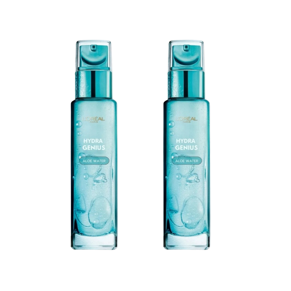 Hydra Genius de L'Oréal Paris, crème hydratante liquide à l'acide hyaluronique et à l'aloe vera pour peaux normales à mixtes, 70 ml, lot de 2