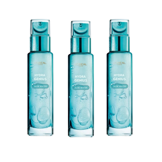 Loreal Paris Hydra Genius Hyaluronic Acid + Aloe Vera Liquid Moisturiser for Normal to Dry Skin, 70ml 3 Pack