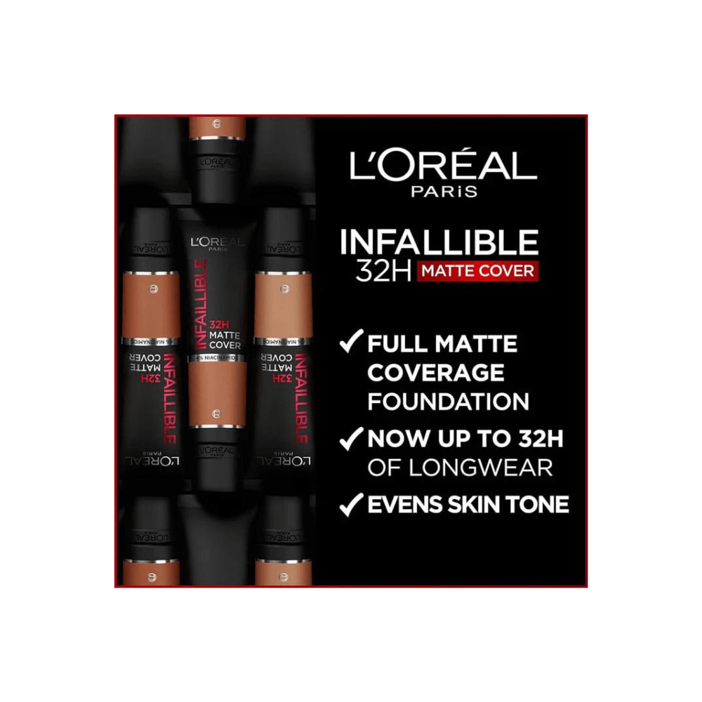 Loreal Paris Infaillible 32 H Matte Cover High Coverage Foundation 30 ml - 145 Warm Undertone